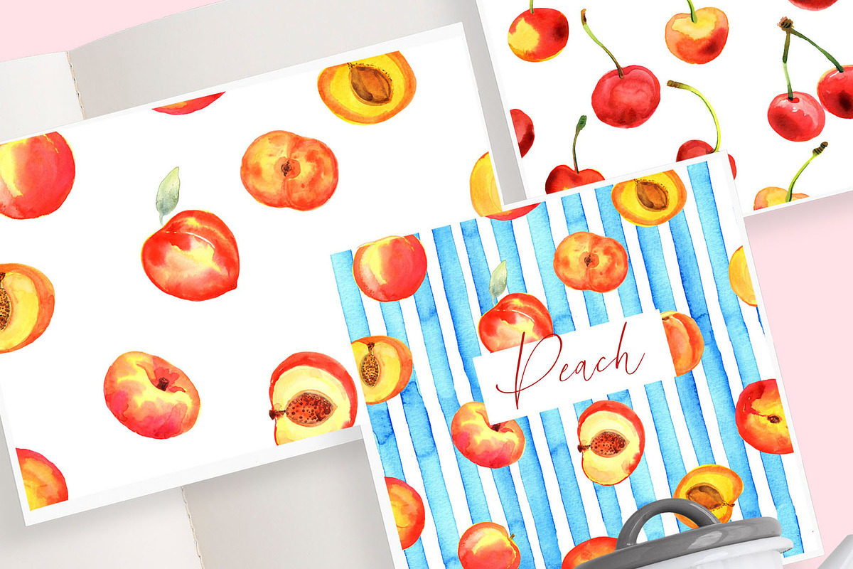 Summer Fruits Seamless patterns, an Illustration by JennyColorArt (Photo 4 of 6)
