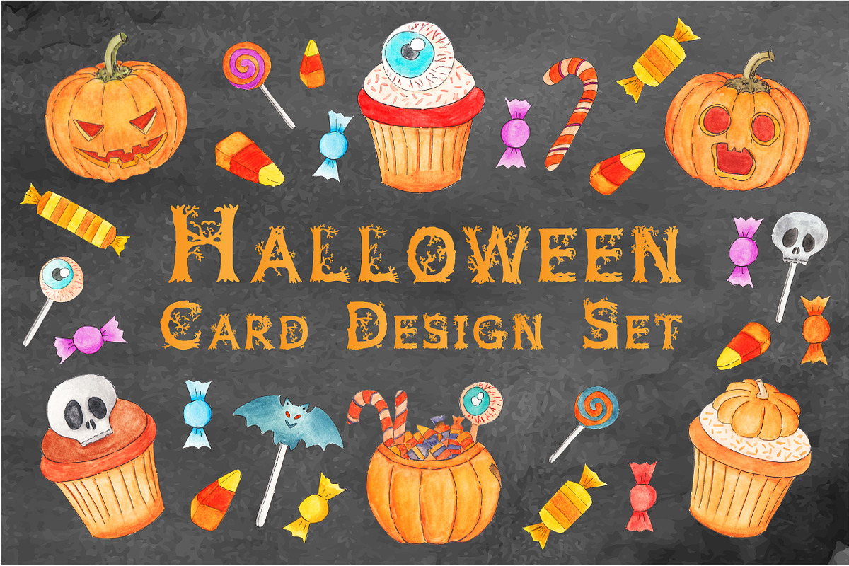 Hallloween Card Design Set, an Illustration by An Design (Photo 1 of 5)