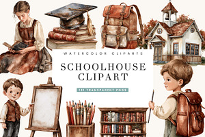 Vintage Schoolhouse Clipart Bundle
