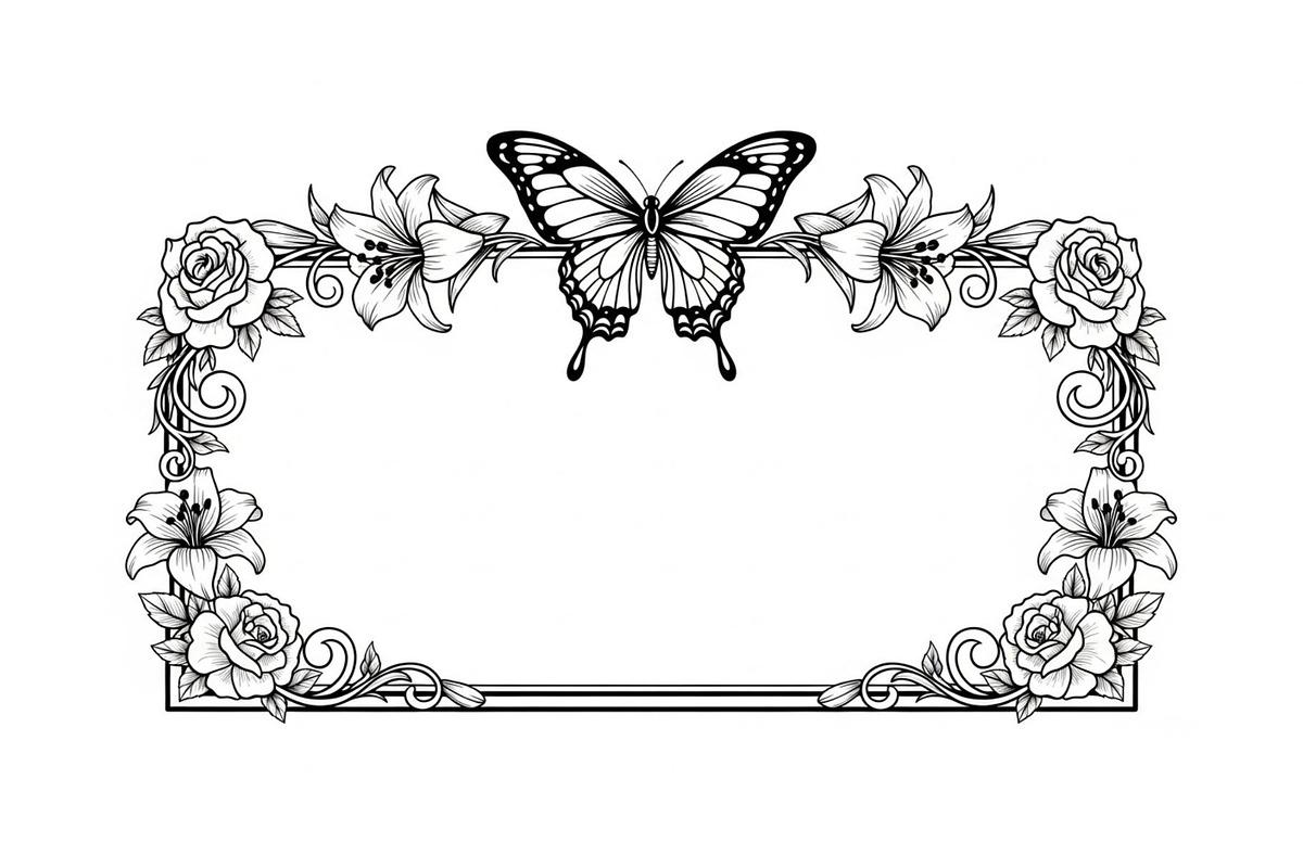 Butterfly Floral Frame SVG Bundle, an Illustration by Creativeshirt (Photo 4 of 31)