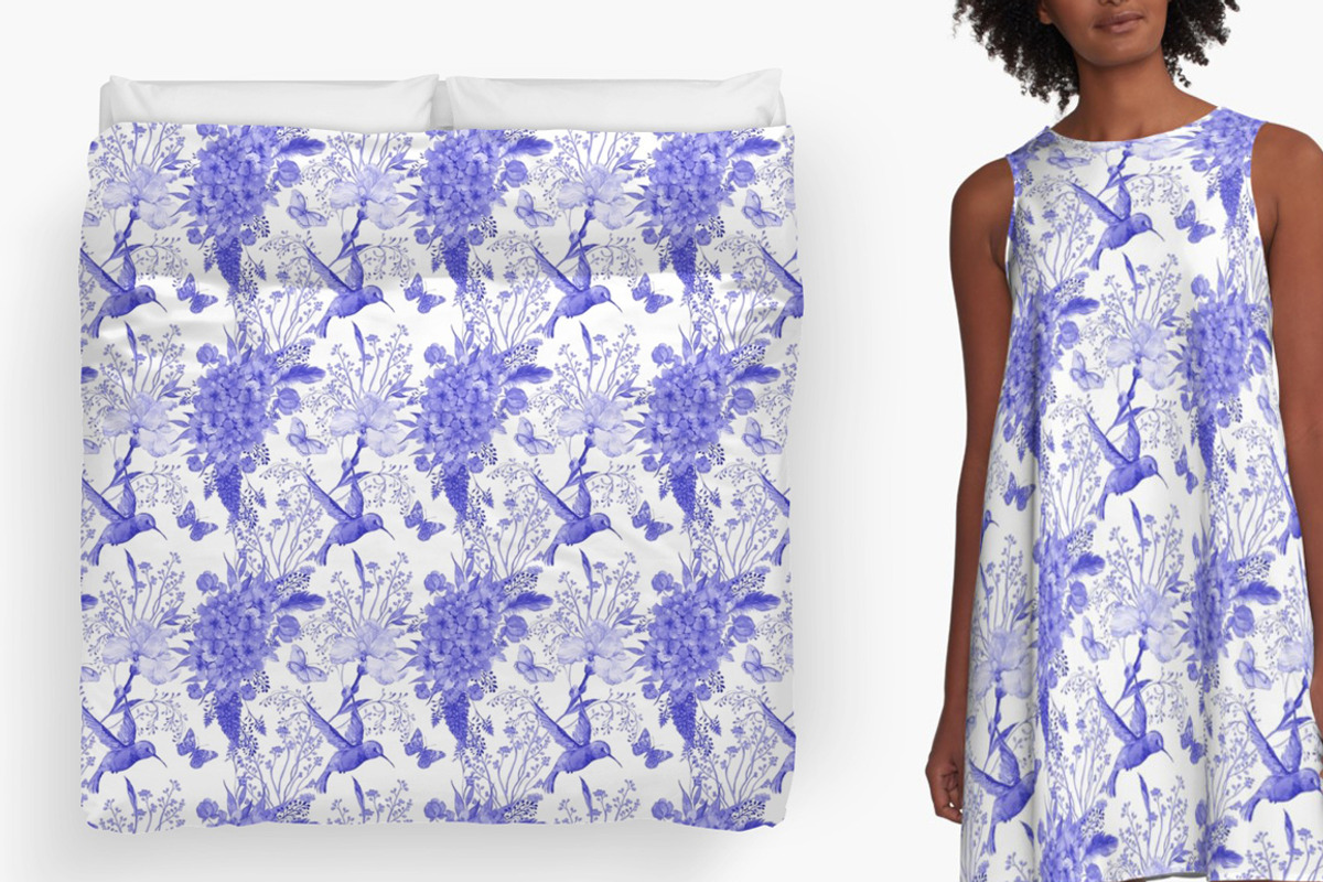 flowers and birds watercolor pattern, a Pattern Graphic by MitrushovaArt (Photo 6 of 7)