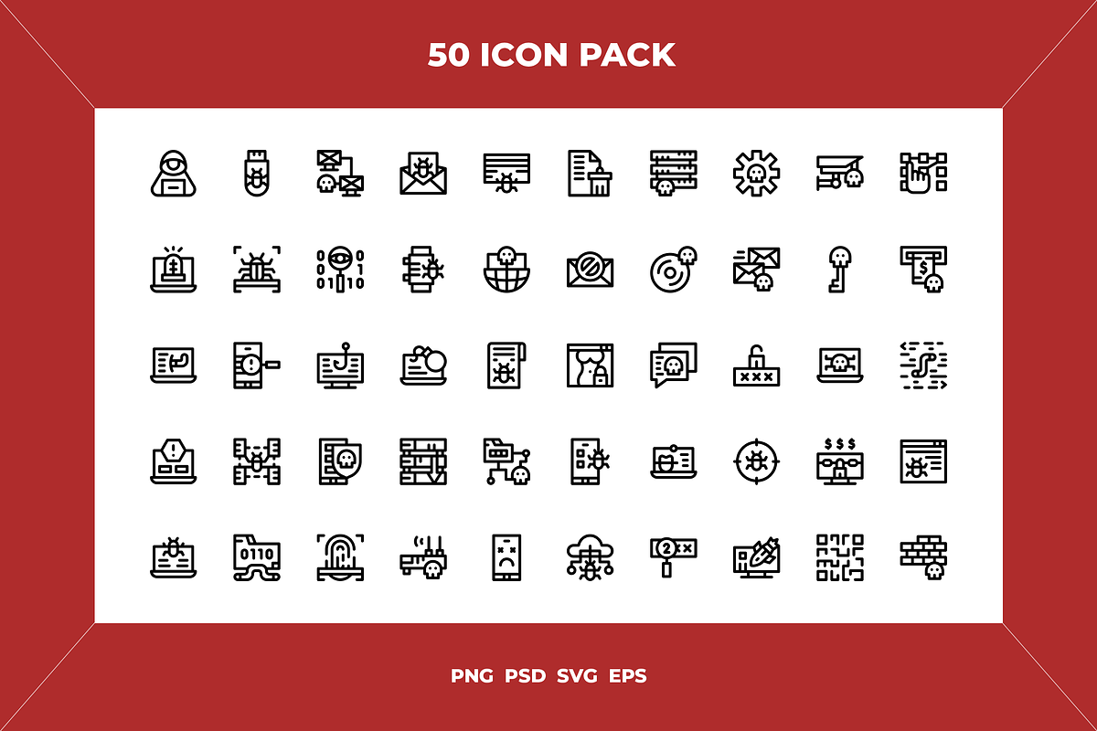 Cyber crime icons, an Outline Icon by Wencory (Photo 1 of 2)
