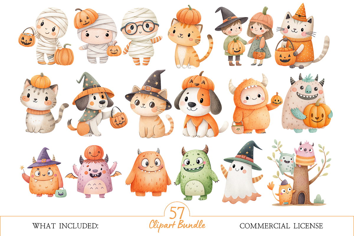 Spooky Halloween Clipart PNG, a Seasonal Illustration by MockupWizard (Photo 3 of 6)