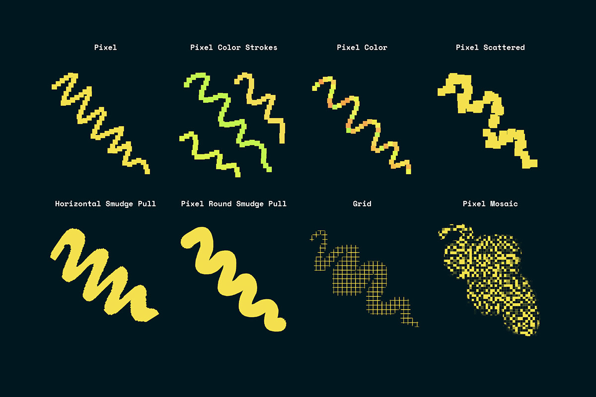 Glitch and Pixel Brushes, a Brush Add-On by Tomasz Ostrowski Design (Photo 2 of 15)