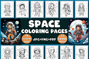Space Coloring Pages with Cover, a Stationery Template by Design Station