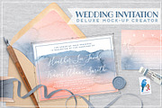 Wedding Invite mockup bundle scene, a Print Template by chattypress (Thumbnail 1 of 5)