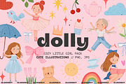 Cartoon Whimsical Girl Party Clipart, an Object Illustration by likorbut (Thumbnail 1 of 7)