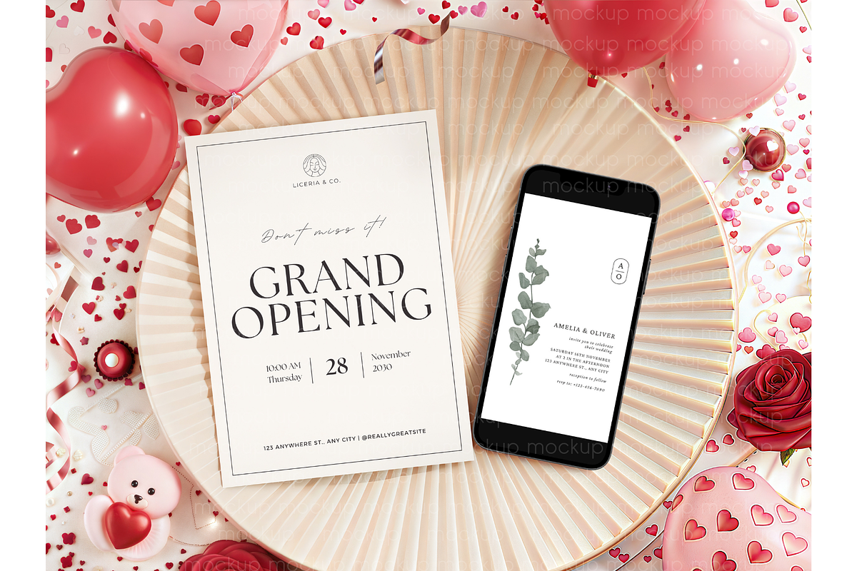 Valentine Card and Phone Mockup, a Product Mockup by MockupWizard (Photo 3 of 4)