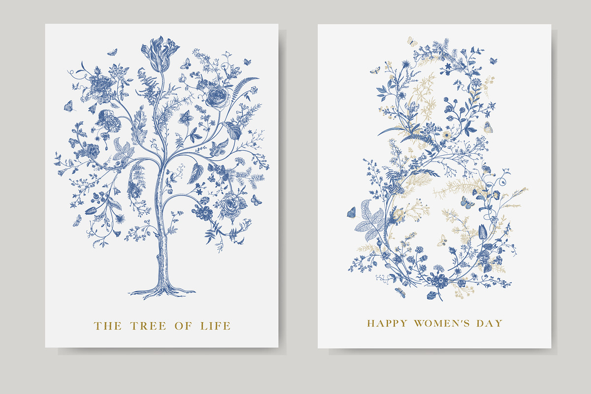 The Tree of Life. Blue and white, a Decorative Illustration by olga.korneeva (Photo 10 of 12)