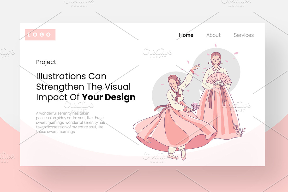 Korean Woman Dancing Illustration, a Person Illustration by Stock Shape (Photo 3 of 4)