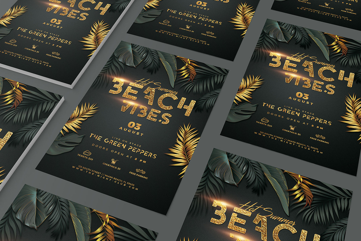 Beach Vibes Party Flyer, a Flyer Template by Corrella Design (Photo 3 of 3)