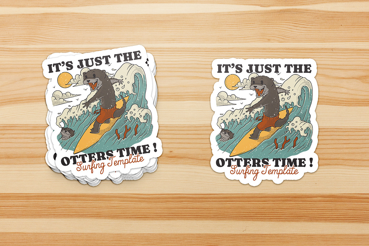 otters mascot surfing at the beach, a Branding & Logo Template by Judsart (Photo 3 of 3)