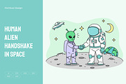Human Alien Handshake in Space, an Object Illustration by Partikusi Design (Thumbnail 1 of 3)