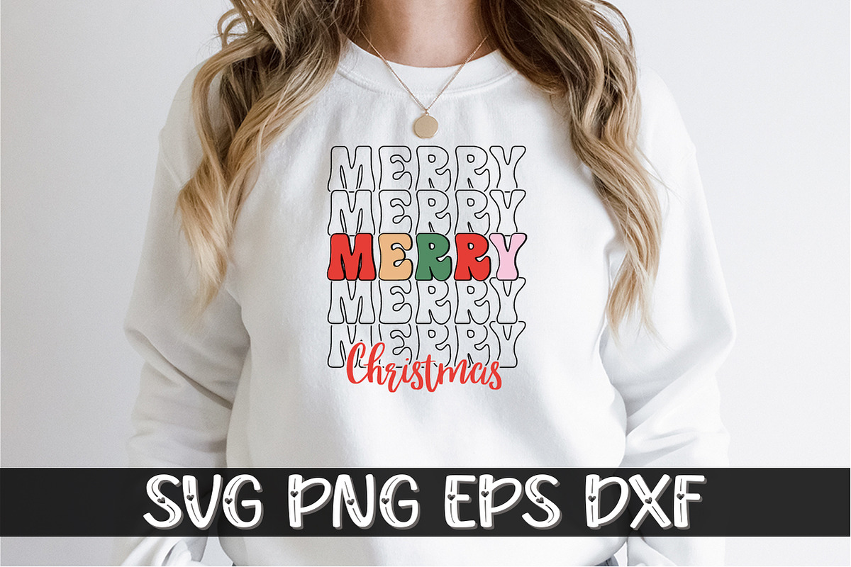 Merry Merry Merry Christmas, a Decorative Illustration by SVGCuteShop (Photo 2 of 2)