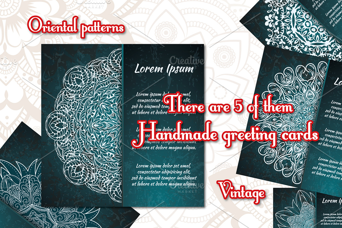 Vintage greeting cards with mandala, a Business Card Template by BEZIL-ART (Photo 2 of 7)