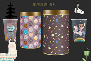 Donuts & Coffee. Graphic Set