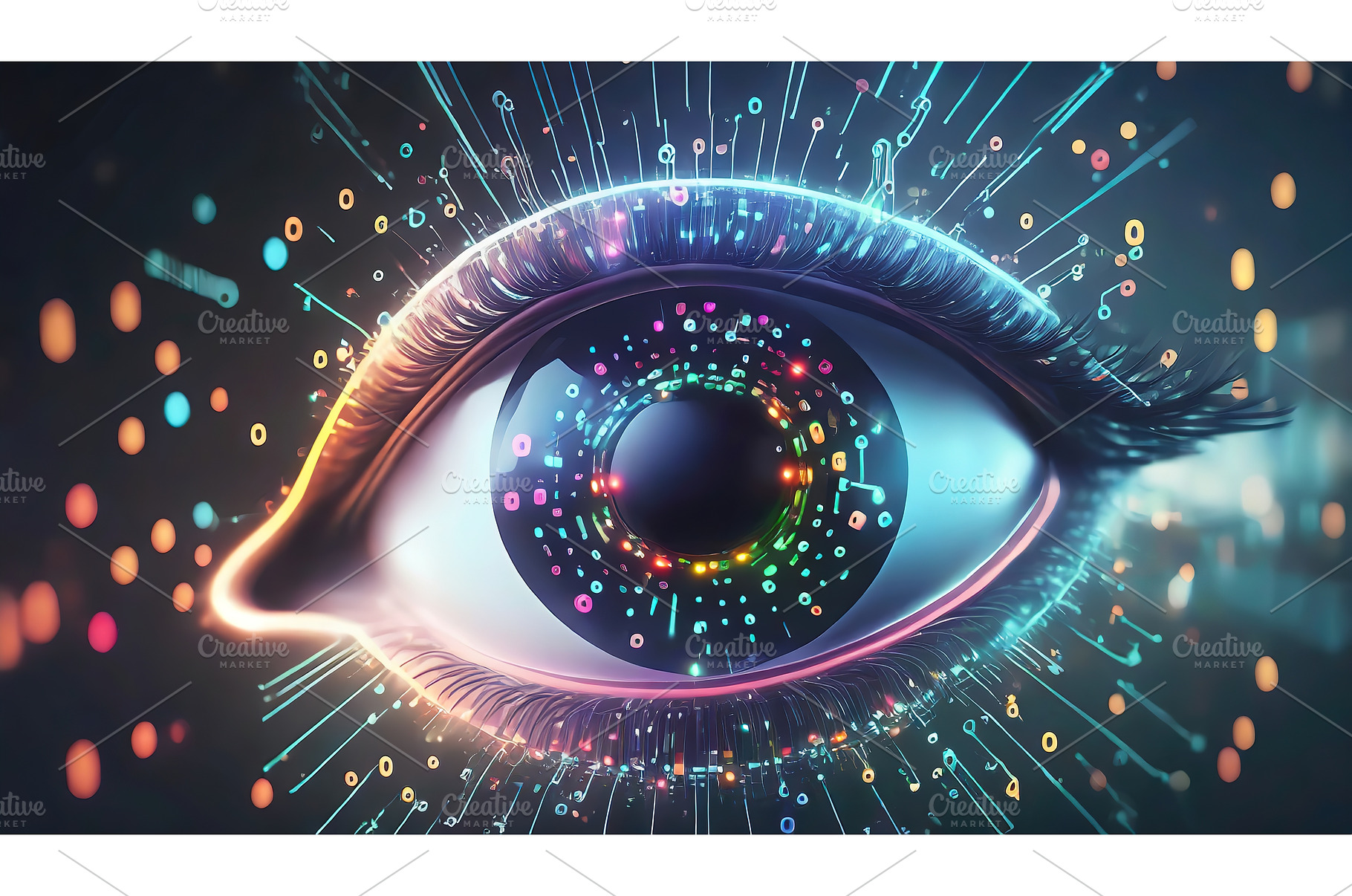 A close-up of a digital eye with, a Technology Photo by Igor Tichonow