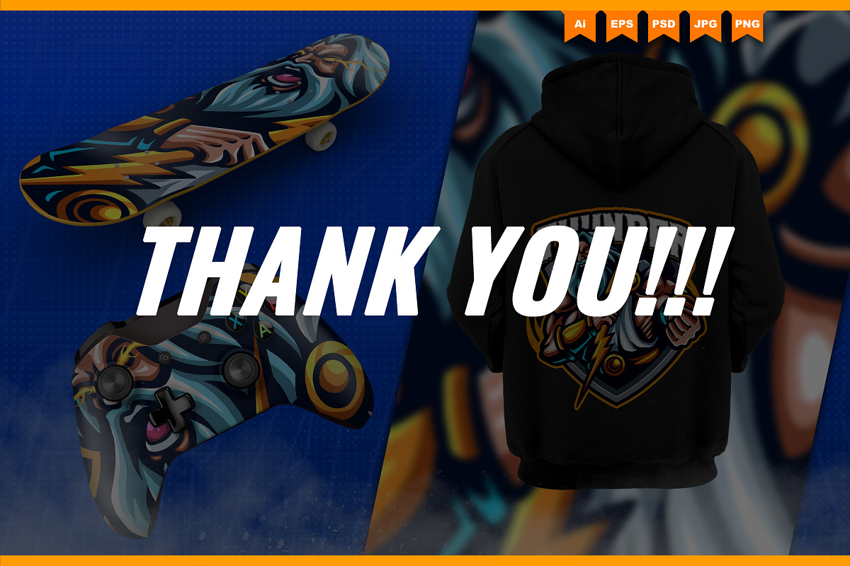 Zeus Thunder God Mascot Esport Logo, a Branding & Logo Template by FNR Graphics (Photo 5 of 5)