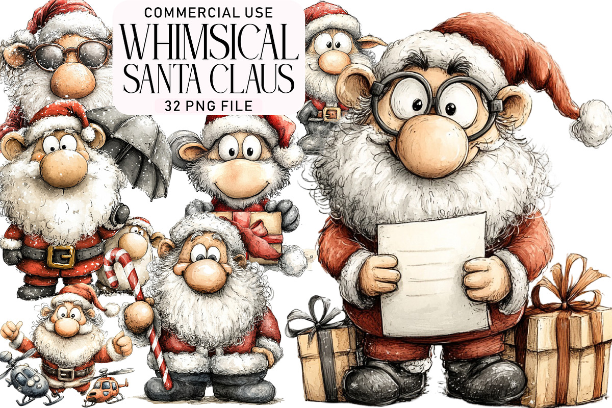 Whimsical Santa Claus Clipart, an Illustration by Daily.Designs (Photo 1 of 5)