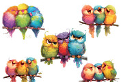 Colorful Birds On Branch Clipart, an Animal Illustration by Design Scotch (Thumbnail 4 of 7)