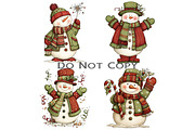 New Year Snowman Clipart Bundle, an Illustration by Craft Nest (Thumbnail 8 of 8)