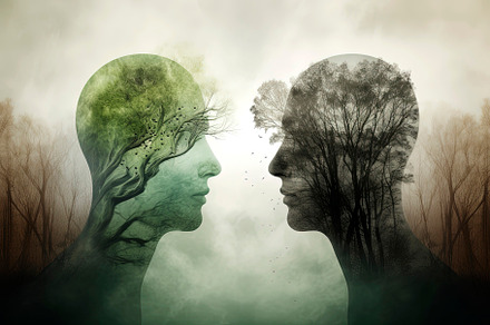 Human head full of plants and tree, a Background Photo by huertas19