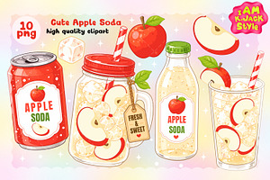 Cute Apple Soda Drink Clipart PNG