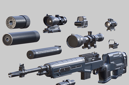 3DRT - Modern firearms HD - M14, an Object 3D Model by 3DRT.com