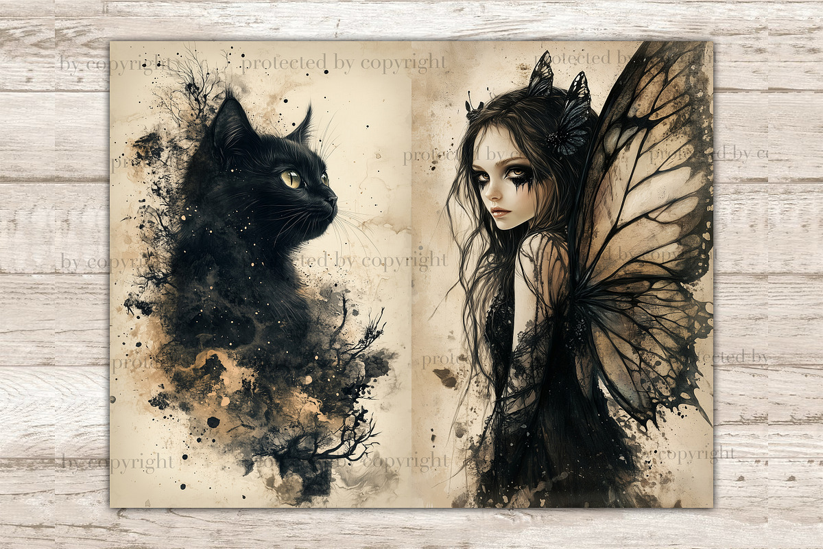 Gothic Fairy Junk Journal Pages, a Person Illustration by GlamArtZhanna (Photo 6 of 9)