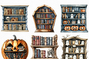 Watercolor Halloween Bookshelf PNG, an Illustration by Craft Nest (Thumbnail 5 of 6)