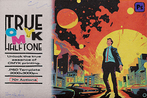 True CMYK Halftone Template, a Layer Style Add-On by bbymedia.store