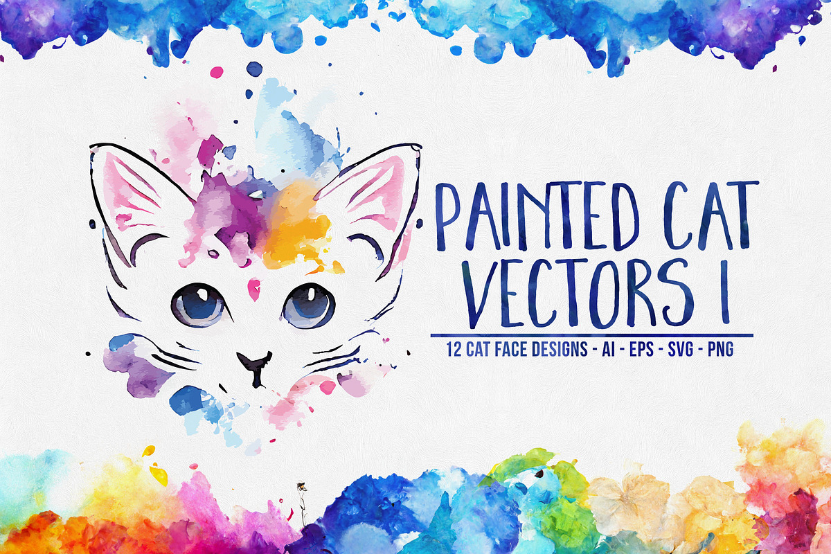 Painted Kitten Vector Pack I, an Illustration by Paper Element (Photo 1 of 4)