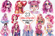 Glitter Pink Girl Sublimation Clipar, an Illustration by RobertsArt (Thumbnail 1 of 7)