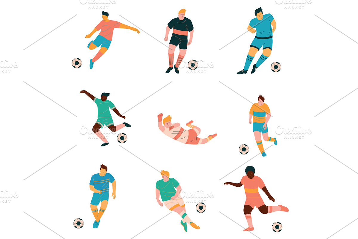Soccer Players Set, Male Footballer, a Sport Illustration by TopVectors