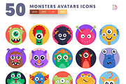 50 Monsters Avatars Icons, an Outline Icon by Dighital (Thumbnail 3 of 10)