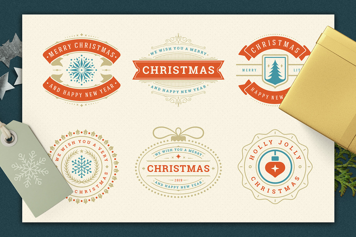 Christmas Retro Design Bundle, a Poster Template by Vasya Kobelev (Photo 7 of 11)