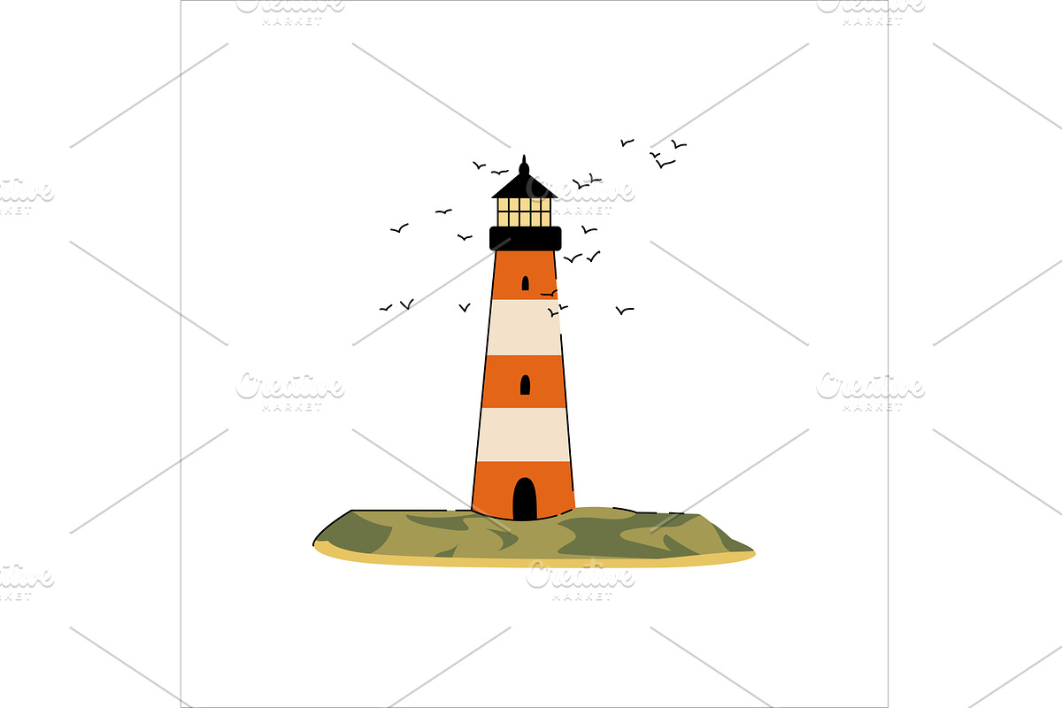 Lighthouse on a cliff. A marine, an Illustration by Mila Di Art