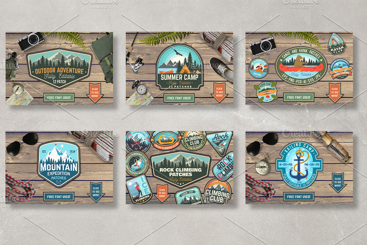 Outdoor Adventure Patches/Badges, a Branding & Logo Template by sivVector (Photo 2 of 8)