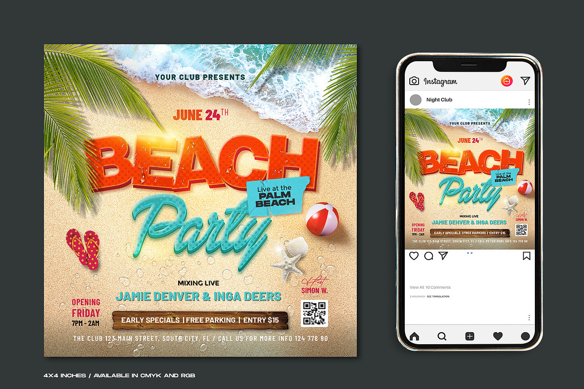 Beach Party Flyer PSD, a Flyer Template by Corrella Design (Photo 1 of 2)