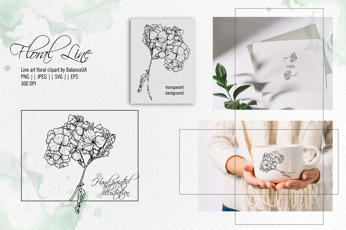 Floral Line Art Clipart, an Illustration by BalanceUA (Photo 2 of 6)