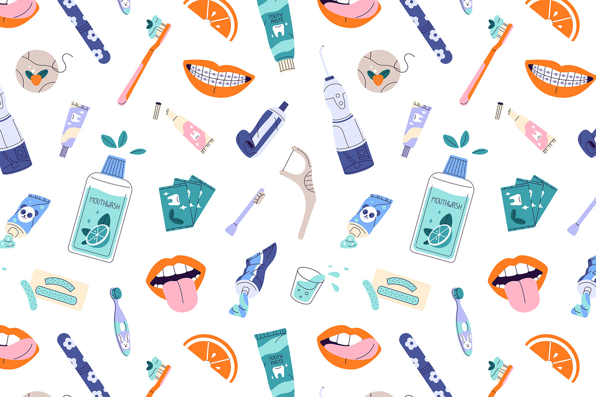 Tooth care set, patterns, banner, a Healthcare Illustration by PaperTrident (Photo 7 of 7)