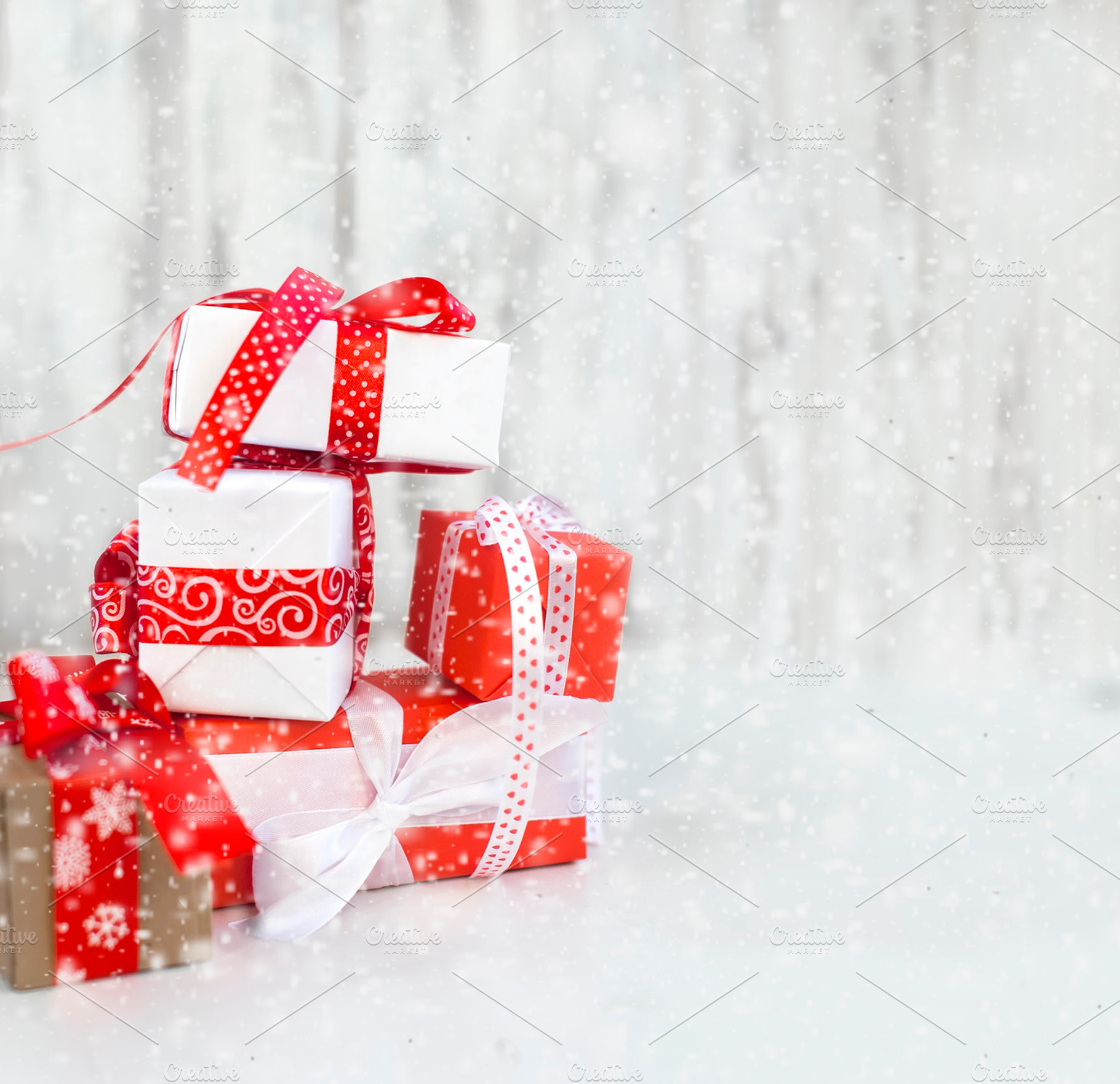 Christmas boxes and decoration containing accessories, backdrop, and, a Holiday Photo by vimart