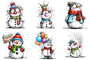 New Year Snowman Clipart Bundle, an Illustration by Craft Nest (Thumbnail 5 of 9)