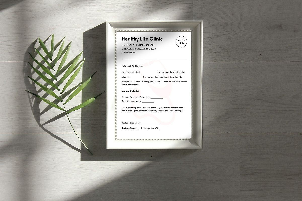 Doctor Excuse Note Canva Template, a Stationery Template by Snapybiz (Photo 4 of 10)