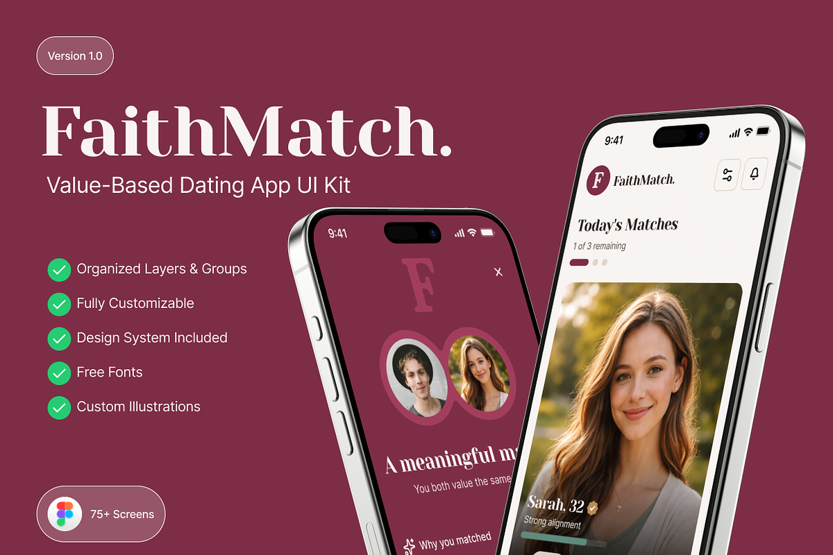 FaithMatch – Dating App Mobile UI Ki, a Websites & App Template by Creative Graphics (Photo 1 of 8)