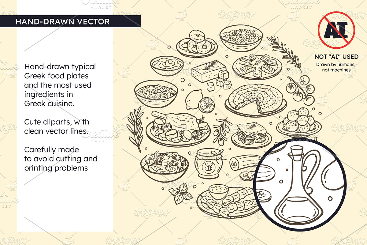 Greek Food Doodle Clip Art, a Food Illustration by insemar (Photo 2 of 4)