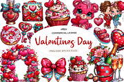 Watercolor Valentines Day Clipart, an Illustration by CreationArt (Thumbnail 1 of 5)