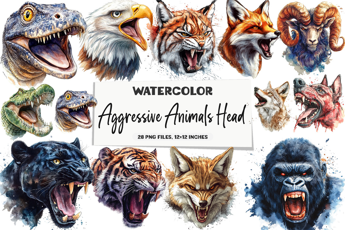 Aggressive Animals Head Clipart, an Illustration by DreamArtGraphic (Photo 1 of 6)