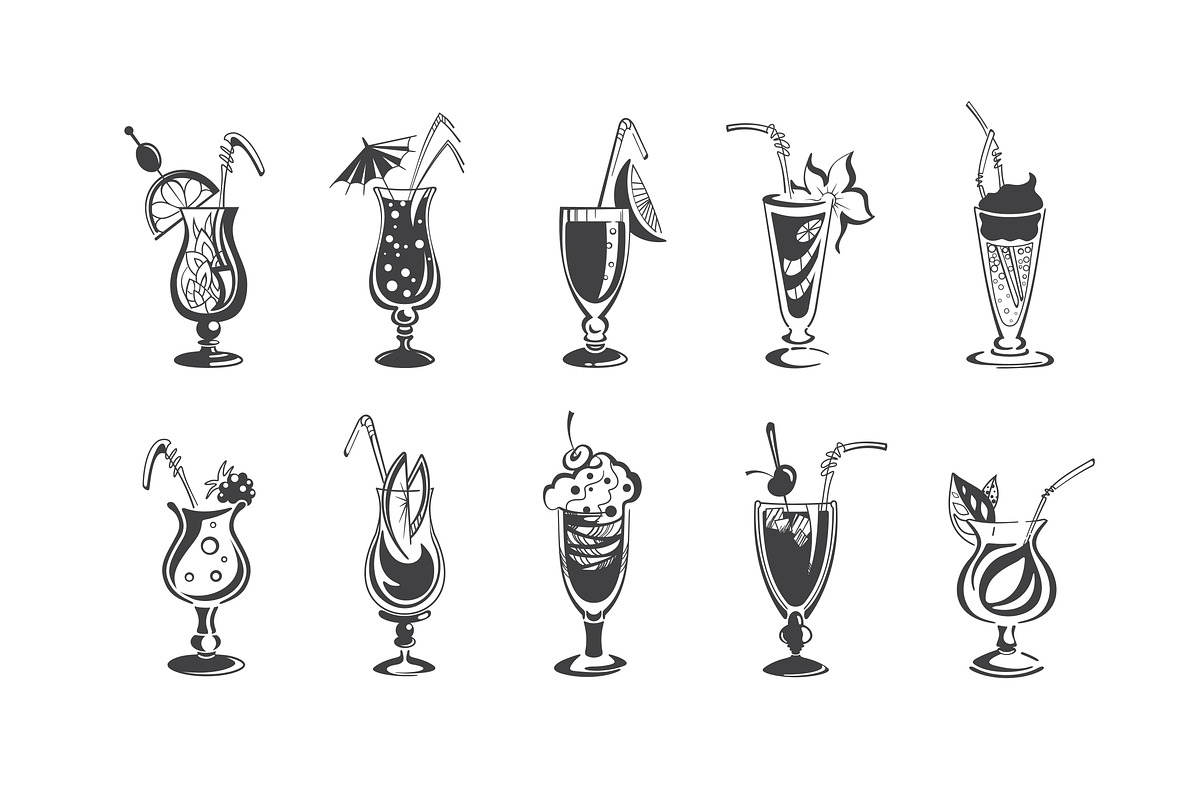 Black Cocktail Icons, an Object Graphic by logika 600 (Photo 2 of 2)