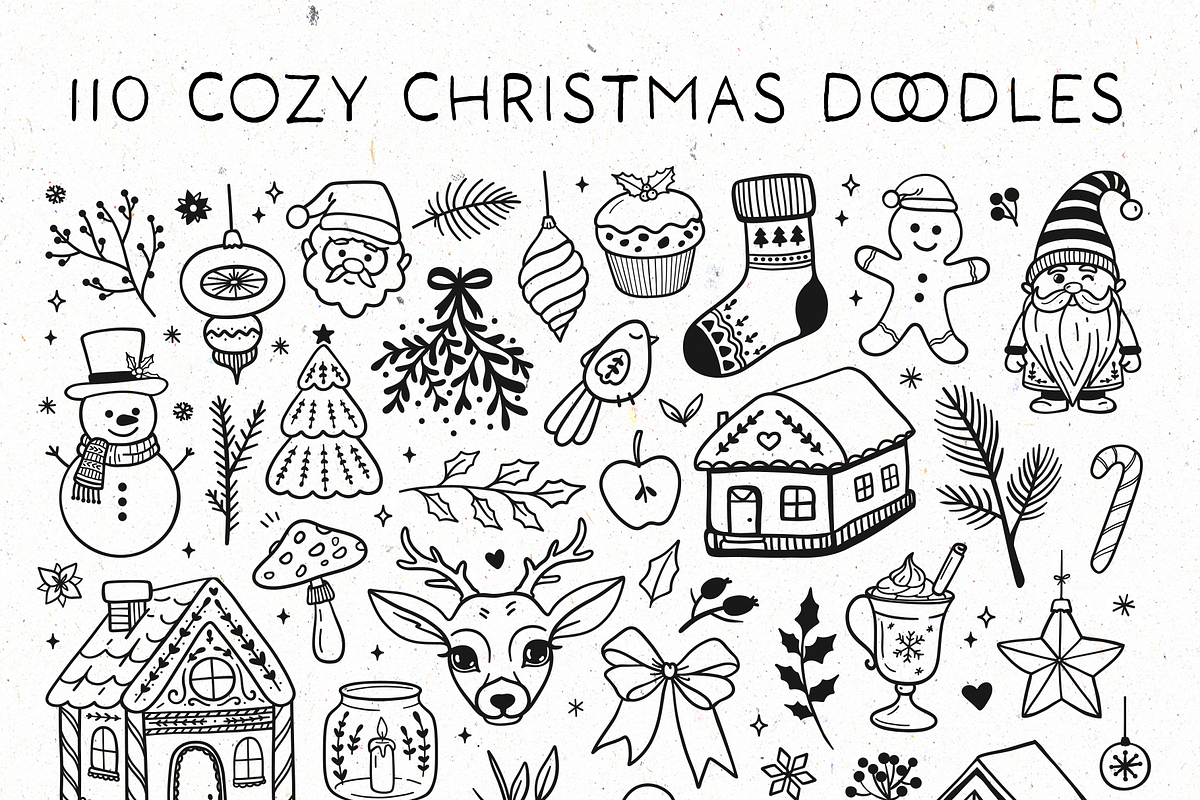 Hand drawn Christmas, vector doodles, a Seasonal Illustration by harmonia_green_art (Photo 2 of 9)